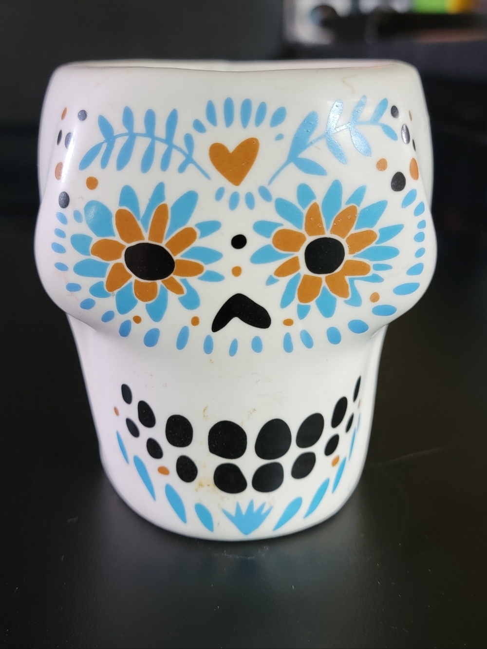 White Ceramic Sugar Skull Vase